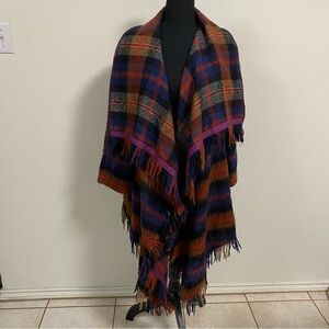 Anthropologie Hei Hei Blanket Cardigan Women’s Size XS/S Plaid Tartan fringed